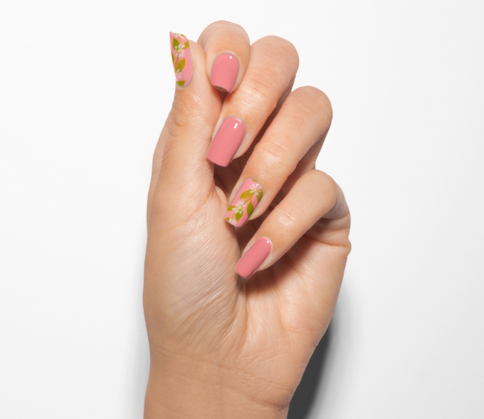 SPRING 2024 nail art with pinl Tidy Touch and green Freshly Cut colors